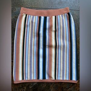 Women’s Sunday Best knit multi color stripe stretchy mini bodycon skirt. Size XS